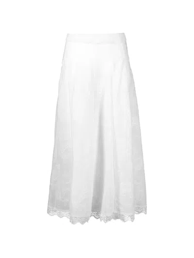 Waimari Kaluha Lace-trimmed Embroidered Maxi Skirt In White