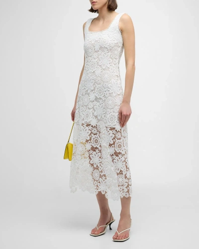 Waimari Kim Floral Lace Midi Dress In White