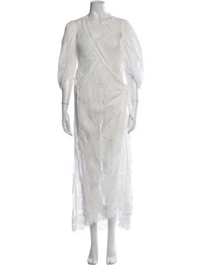 Pre-owned Waimari Lace Pattern Cover-up In White