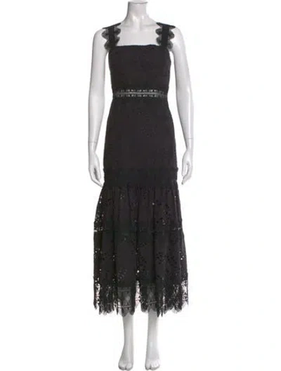 Pre-owned Waimari Lace Pattern Long Dress In Black
