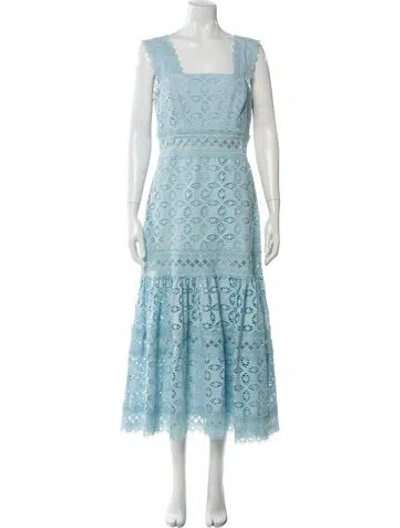 Pre-owned Waimari Lace Pattern Long Dress In Blue
