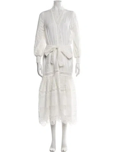 Pre-owned Waimari Lace Pattern Long Dress In White