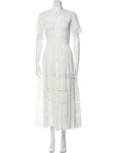 Pre-owned Waimari Lace Pattern Long Dress In White