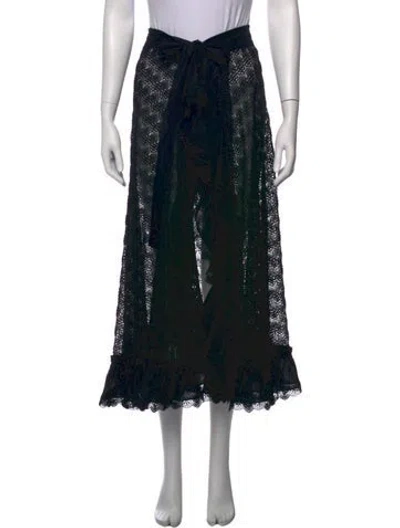 Pre-owned Waimari Lace Pattern Long Skirt In Black