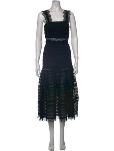Pre-owned Waimari Lace Pattern Midi Length Dress In Black