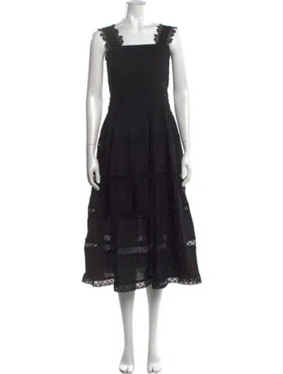 Pre-owned Waimari Lace Pattern Midi Length Dress In Black