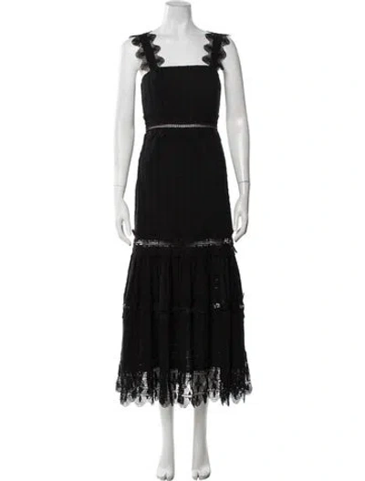 Pre-owned Waimari Lace Pattern Midi Length Dress In Black