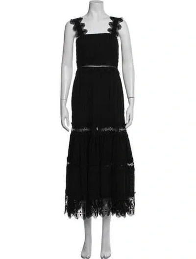 Pre-owned Waimari Lace Pattern Midi Length Dress In Black