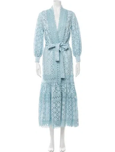 Pre-owned Waimari Lace Pattern Midi Length Dress In Blue