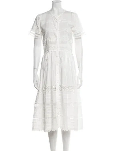 Pre-owned Waimari Lace Pattern Midi Length Dress In Neutral