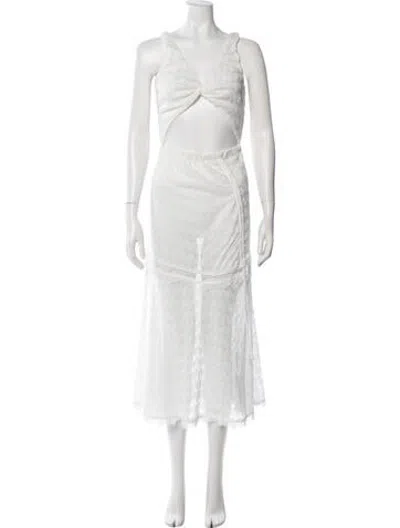 Pre-owned Waimari Lace Pattern Midi Length Dress In Neutrals