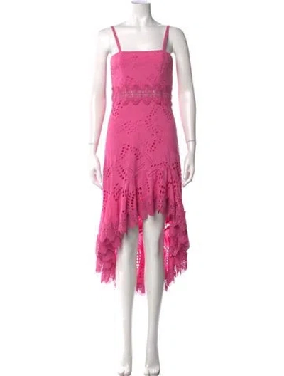 Pre-owned Waimari Lace Pattern Midi Length Dress In Pink