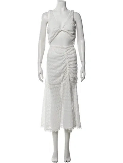 Pre-owned Waimari Lace Pattern Midi Length Dress W/ Tags In Neutrals