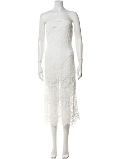 Pre-owned Waimari Lace Pattern Midi Length Dress W/ Tags In White