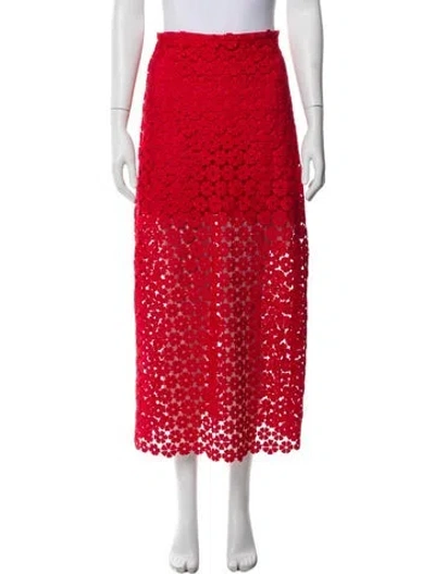 Pre-owned Waimari Lace Pattern Midi Length Skirt In Red