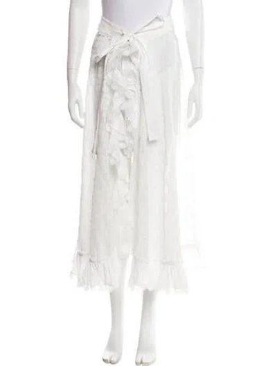 Pre-owned Waimari Lace Pattern Midi Length Skirt In White