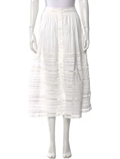 Pre-owned Waimari Lace Pattern Midi Length Skirt In White