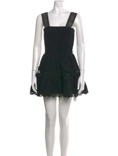 Pre-owned Waimari Lace Pattern Mini Dress In Black