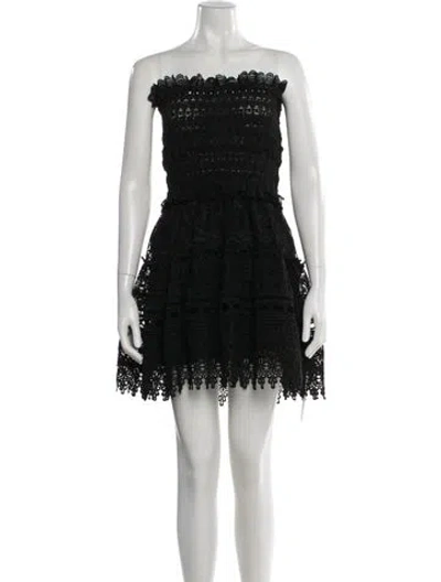 Pre-owned Waimari Lace Pattern Mini Dress In Black