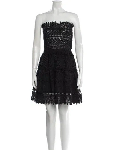 Pre-owned Waimari Lace Pattern Mini Dress In Black