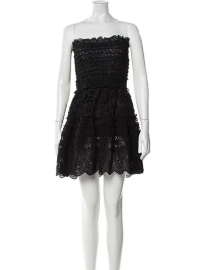 Pre-owned Waimari Lace Pattern Mini Dress In Black