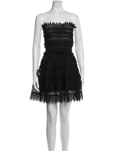 Pre-owned Waimari Lace Pattern Mini Dress In Black