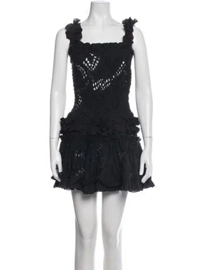 Pre-owned Waimari Lace Pattern Mini Dress In Black