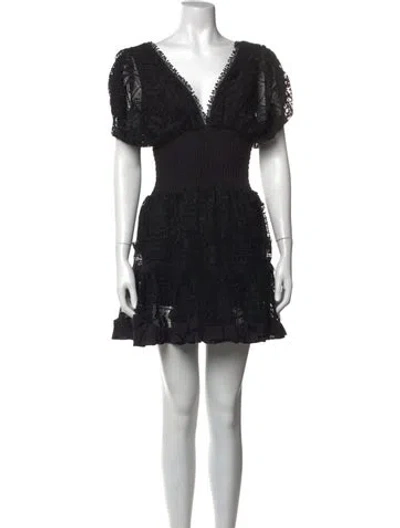 Pre-owned Waimari Lace Pattern Mini Dress In Black