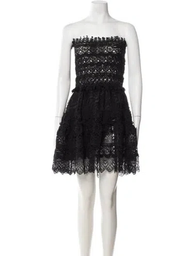 Pre-owned Waimari Lace Pattern Mini Dress In Black