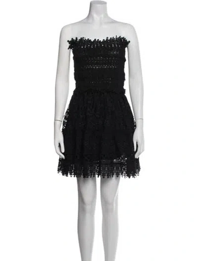Pre-owned Waimari Lace Pattern Mini Dress In Black