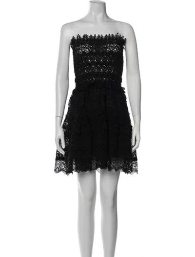 Pre-owned Waimari Lace Pattern Mini Dress In Black