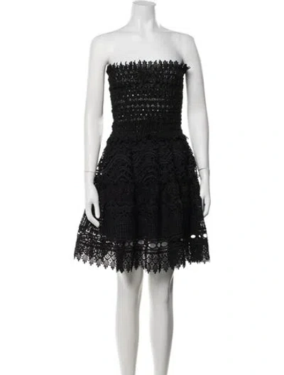 Pre-owned Waimari Lace Pattern Mini Dress In Black