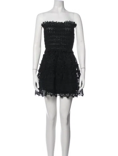 Pre-owned Waimari Lace Pattern Mini Dress In Black
