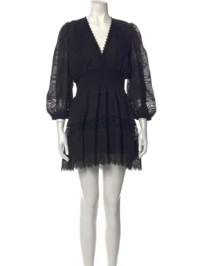 Pre-owned Waimari Lace Pattern Mini Dress In Blue