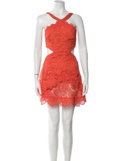 Pre-owned Waimari Lace Pattern Mini Dress In Orange