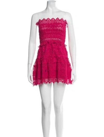 Pre-owned Waimari Lace Pattern Mini Dress In Red