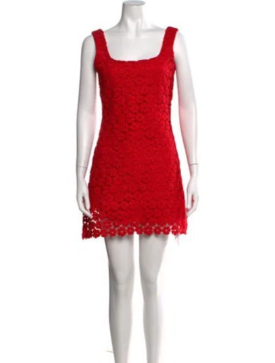 Pre-owned Waimari Lace Pattern Mini Dress In Red
