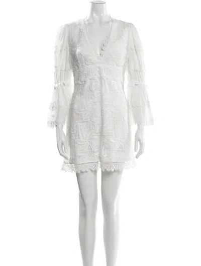 Pre-owned Waimari Lace Pattern Mini Dress W/ Tags In White