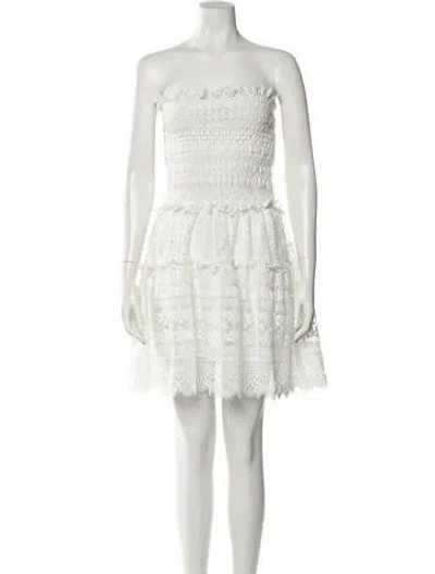 Pre-owned Waimari Lace Pattern Mini Dress In White