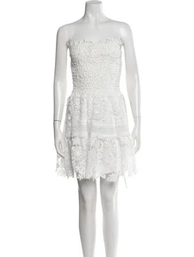 Pre-owned Waimari Lace Pattern Mini Dress In White