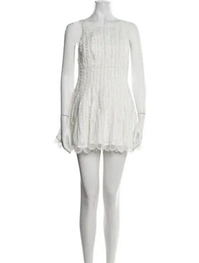 Pre-owned Waimari Lace Pattern Mini Dress In White