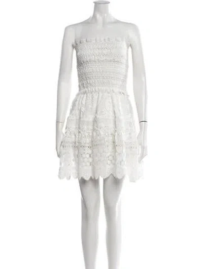 Pre-owned Waimari Lace Pattern Mini Dress In White