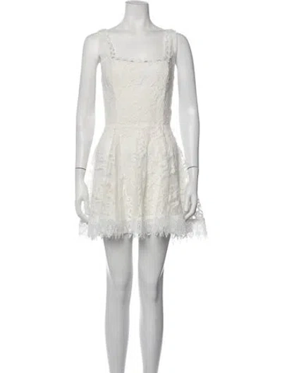 Pre-owned Waimari Lace Pattern Mini Dress In White