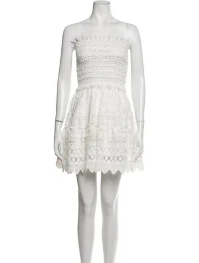 Pre-owned Waimari Lace Pattern Mini Dress In White