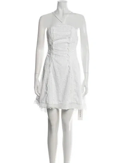 Pre-owned Waimari Lace Pattern Mini Dress In White