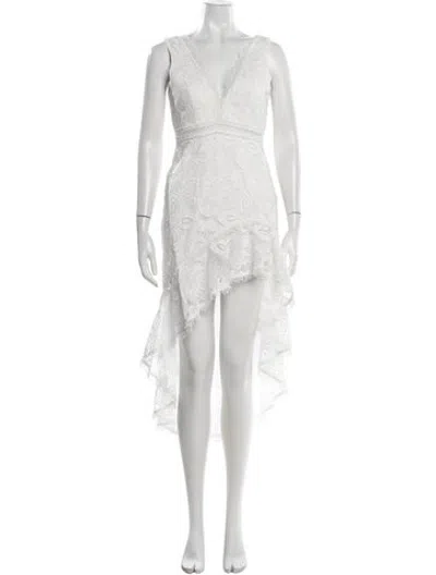 Pre-owned Waimari Lace Pattern Mini Dress In White
