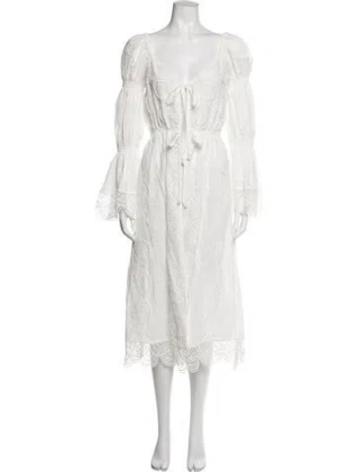 Pre-owned Waimari Lace Pattern Nightgown In White