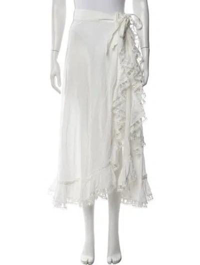 Pre-owned Waimari Lace Pattern Pom-pom Embellishments Cover-up In White