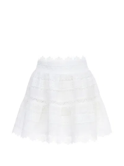 Waimari Lace-trim Tiered Mini Skirt In White