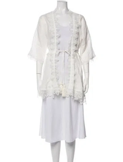 Pre-owned Waimari Linen Lace Pattern Nightgown In White